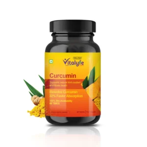 Vitalyfe Curcumin Capsules - Water Soluble Curcumin 30% 300 mg + Bioperine 5mg | Joint & Immunity Support, Antioxidant | 60 capsules